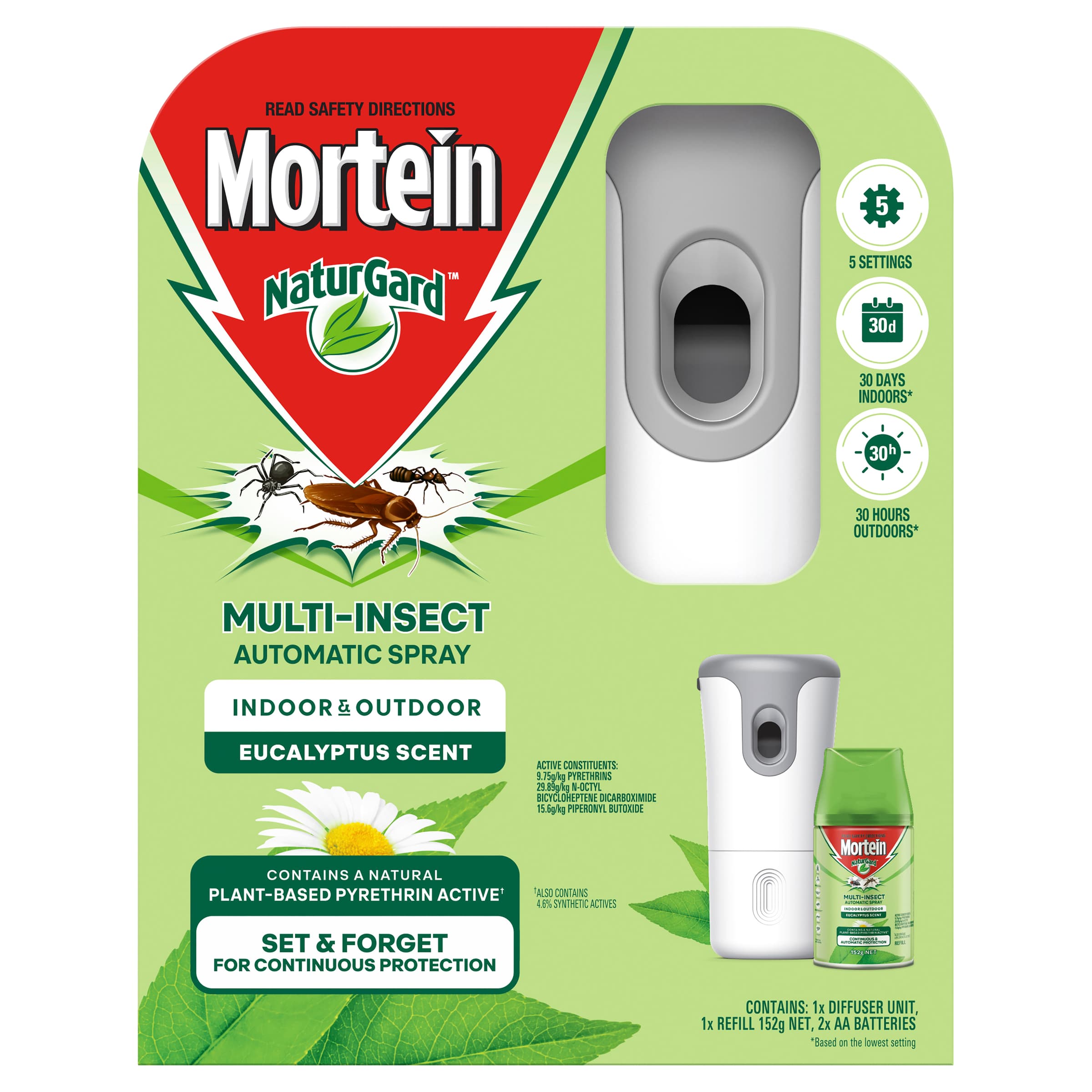 Mortein NaturGard Multi-Insect Automatic Diffuser Kit Eucalyptus 152g