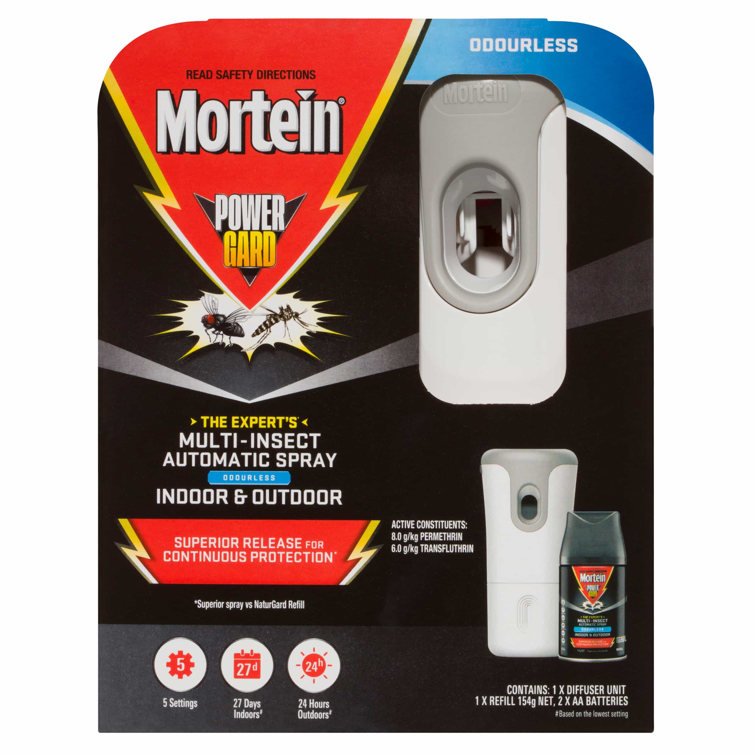 Mortein PowerGard Multi-Insect Automatic Diffuser Kit Odourless 154g