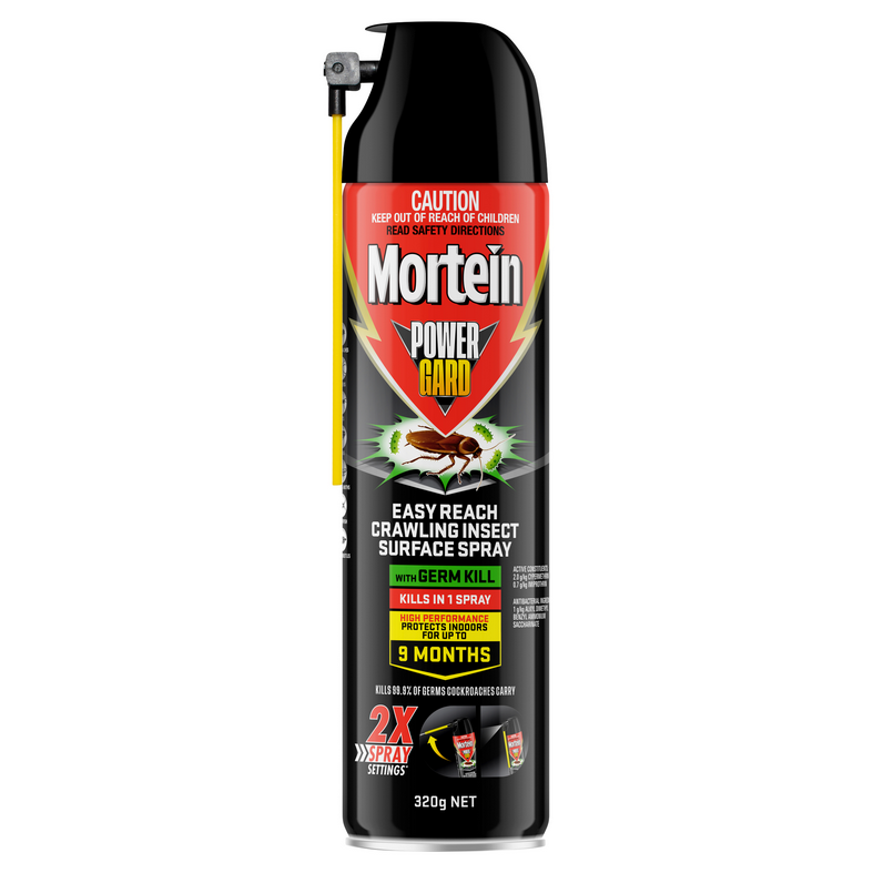 Mortein Powergard Crawling Insect Killer Easy Reach with Germ kill 320g 